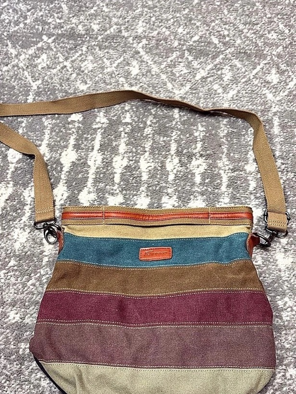 Kaukko Theideaman Striped Canvas Crossbody Bag Multicolor & Blue